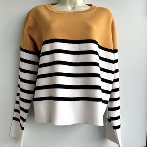 Black White Marigold Knit Pullover Sweater Size L